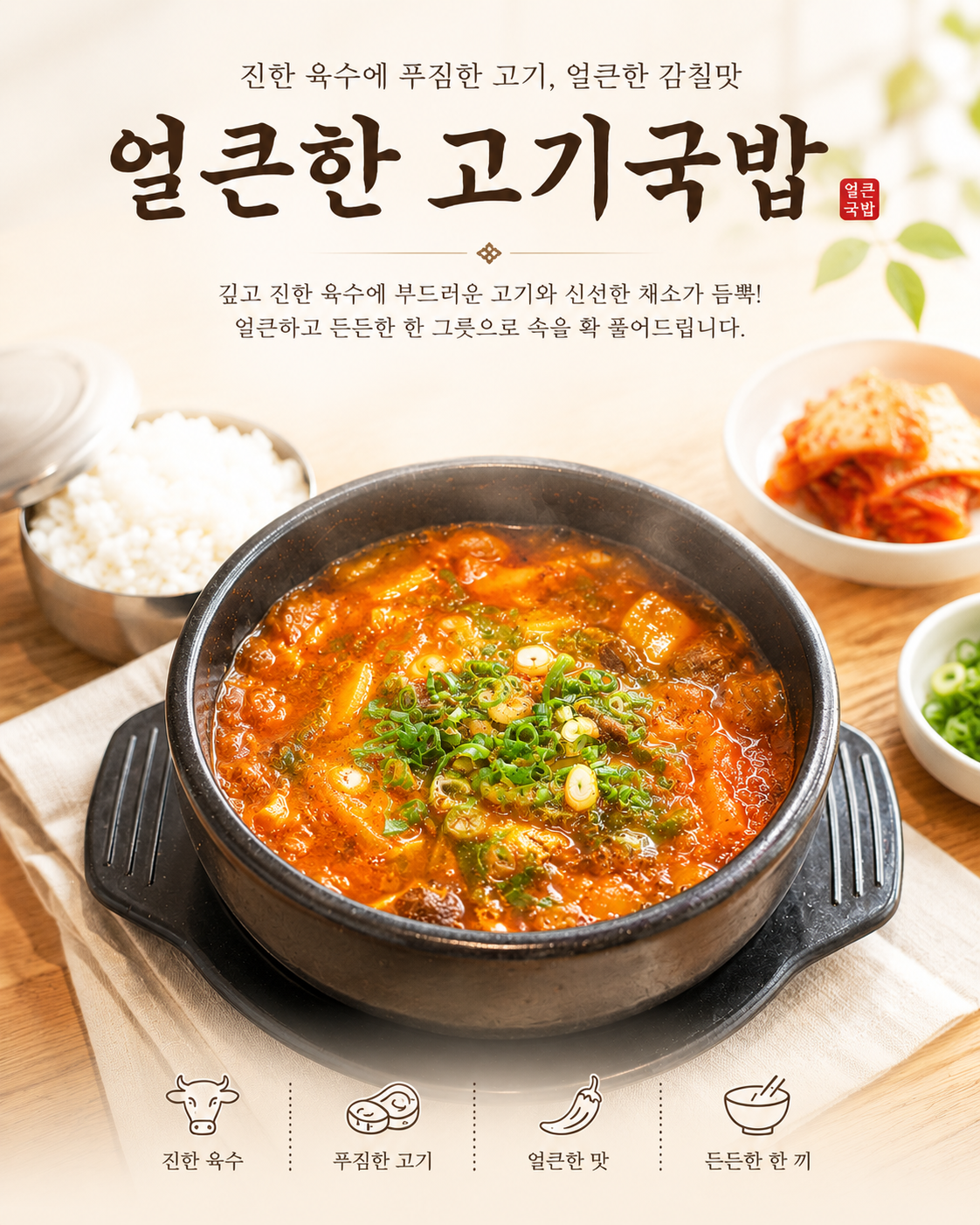 얼큰한 해장 고기국밥