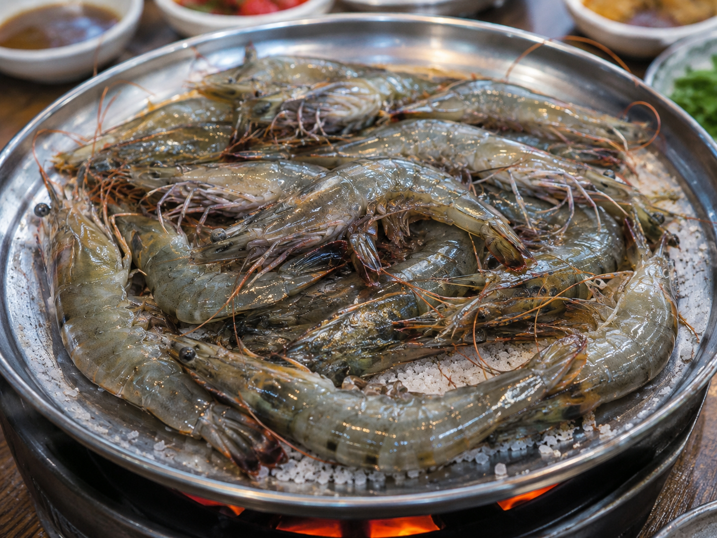 제철별미)생새우 소금구이+머리버터구이