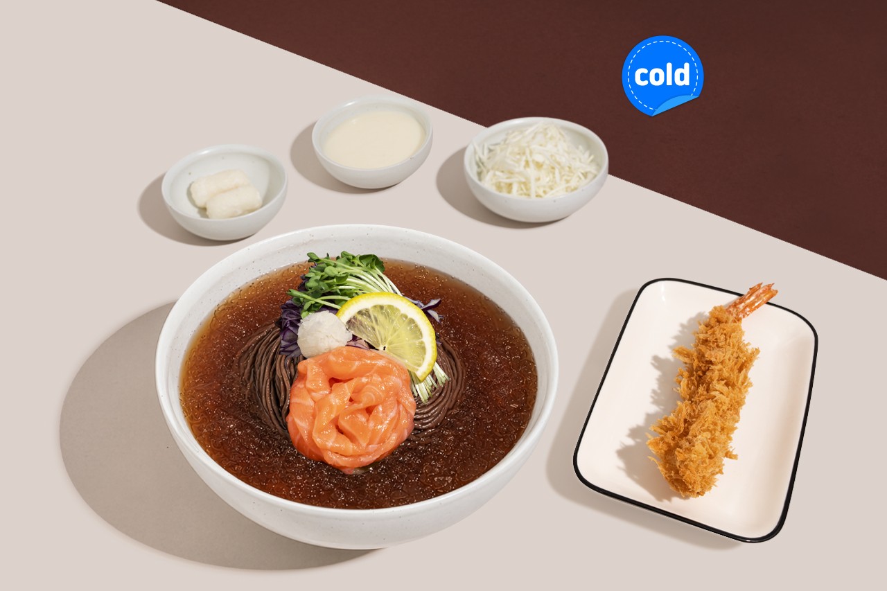 연어 냉소바+에비텐