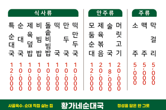 황가네순대국
